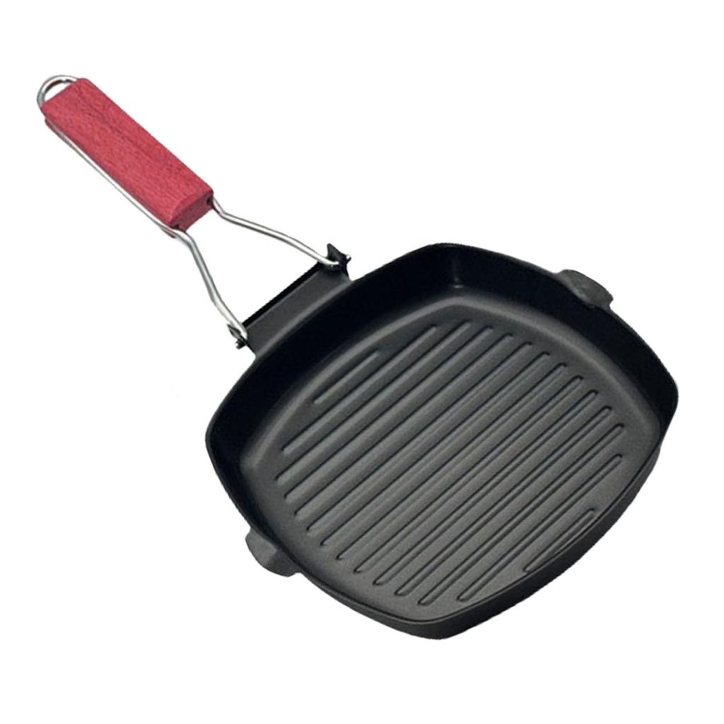 Tigaie practică pentru grătar cu suprafețe antiaderente, textură rafinată din fier, perfectă pentru gătitul în interior al fripturii și baconului.