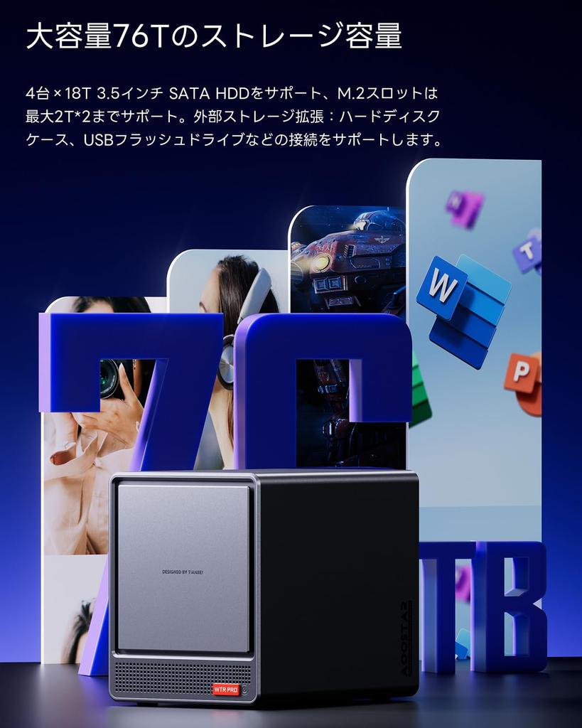 AOOSTAR NAS PC NAS Kit Mini PC with No Ryzen 7 4 SATA HDDs and 2 SSD Dual DDR4 Channel Desktop Mini 4K Triple Display TF Card WIFI BT No 4-Bay OS,