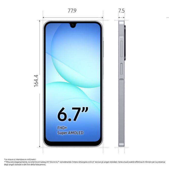 Samsung Galaxy A17 5G Smartphone Android 15 8GB RAM 256GB Grigio Batteria 5000mAh