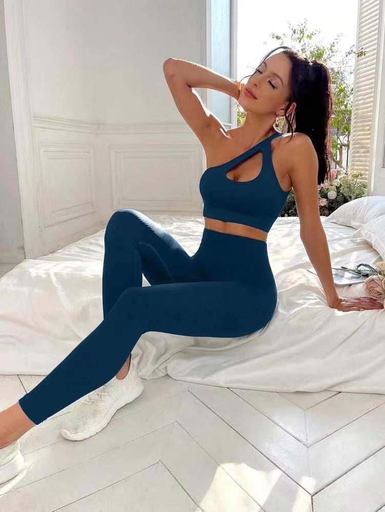 JYL Two Piece Fitness Set Small High Waist Sports Shorts Outfit