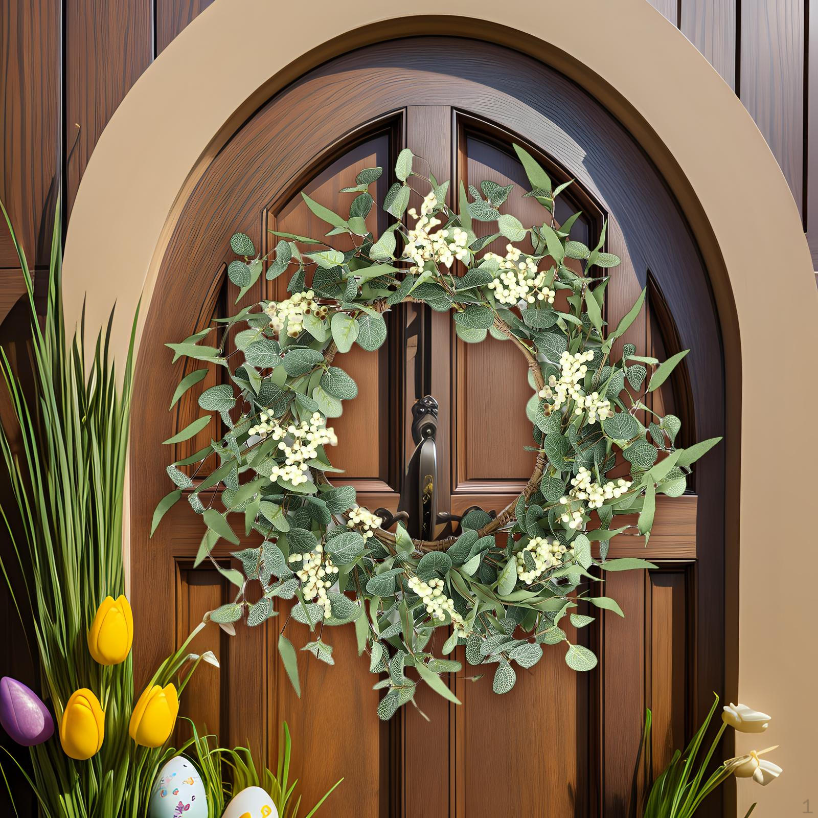 

Spring Wreath Artificial Eucalyptus Ornament Front Door Green Leaf for