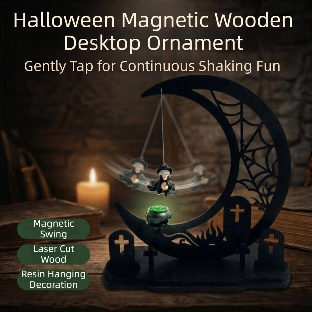 Dark Style Wooden Swing Pumpkin Ghost Vintage Crescent Tombstone Desk Craft  Halloween Party