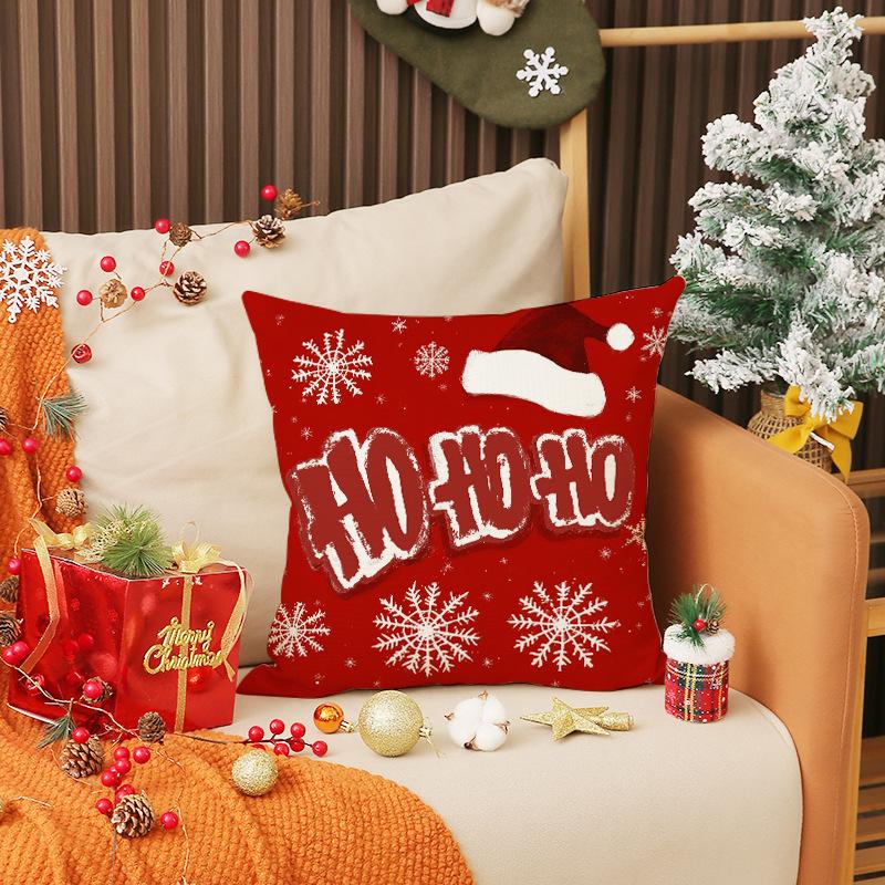 

Рождественская серия Красно-зеленая комбинация Наволочка Лен Удобная и пятноустойчивая Подушка для сиденья Украшение гостиной Подушка для дивана 45X45cm (pillowcase only)