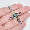 Multi-Gemstone Cross Pendant: 925 Sterling Silver Spiritual Charm