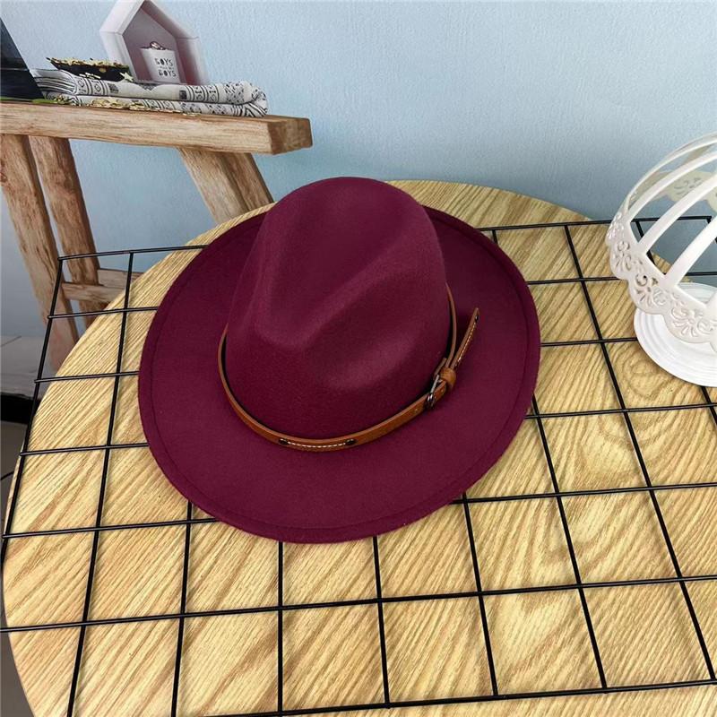 European and American style retro casual manama big-brimmed top hat women's autumn and winter British versatile woolen hat belt jazz