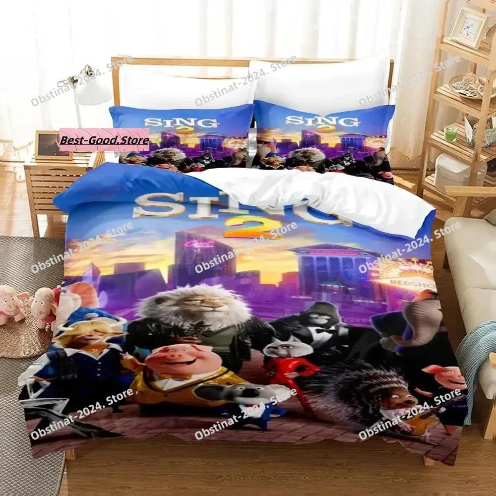 Nuovo Set Biancheria da Letto Sing 2 Singolo Gemello Matrimoniale Queen King Size Set Letto Adulto Bambino Camera da Letto Copripiumino Set Stampa 3D Kawaii Aniem