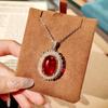 Light Luxury Pigeon Blood Ruby Set Exaggerated Pigeon Egg Zircon Necklace Pendant Colored Treasure Earrings Royal Blue Ring Woman