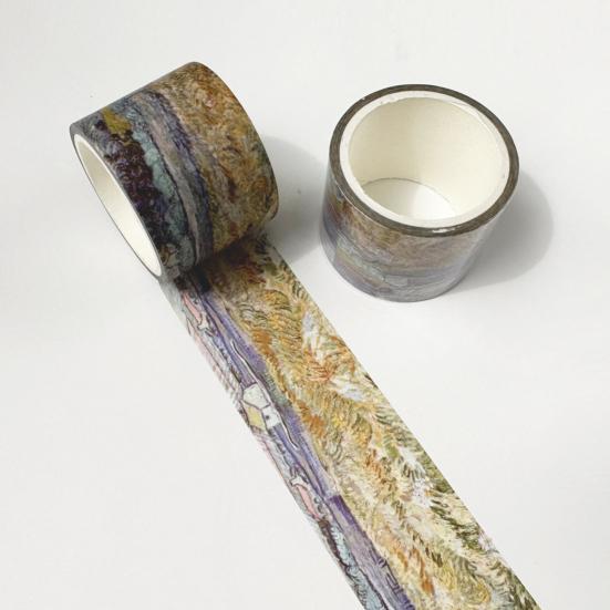 Scrapbooking Washi Tape Tape, Oil Painting Decorative Masking Artist Patterns Adhesive Flowing Pattern for DIY Crafts, Junk Journal, Gift Wrapping,