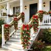 14Pcs Luxury Set - Christmas Artificial Norfolk Pine, Golden Bells, And Shiny Christmas Balls DIY Combination, Classic Red And Gold Color Scheme