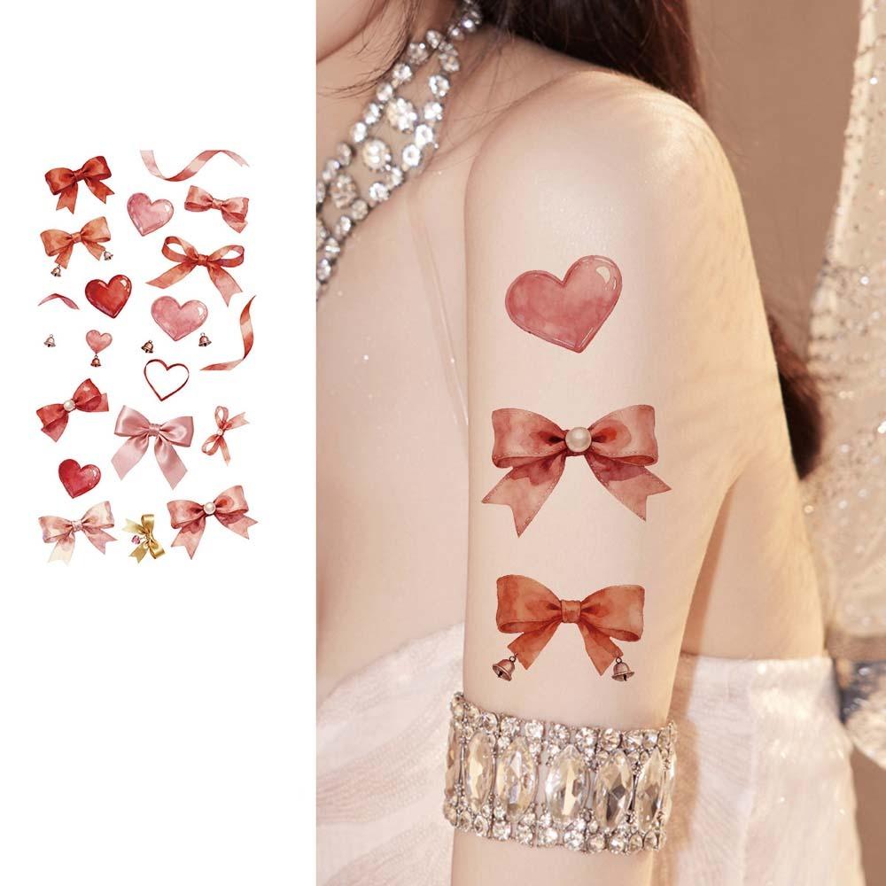 Pink Bowknot Ribbon Colorful Bow Tattoo Stickers Waterproof Makeup Stickers  Live House