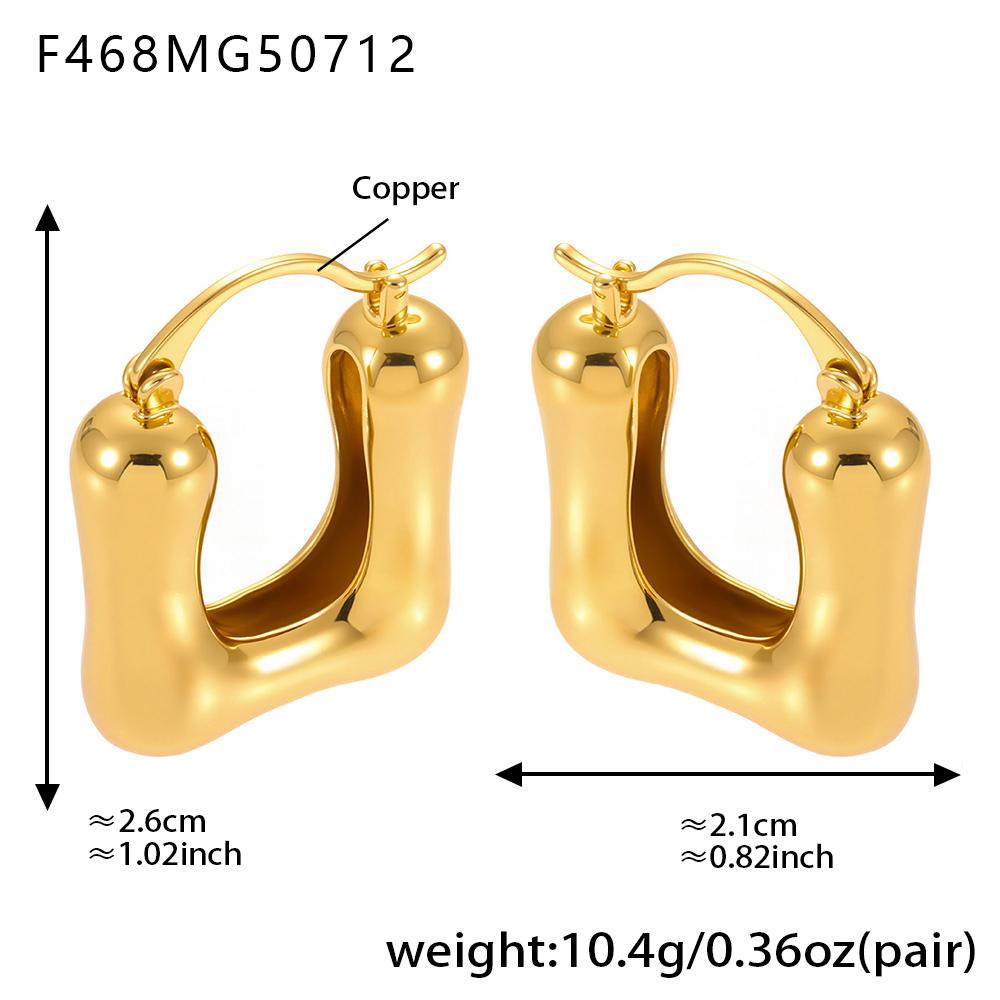 Unique Square Earrings In Stainless Steel With 18k Gold Plated Waterproof Non Tarnish Chunky Hoop Earrings For Women
