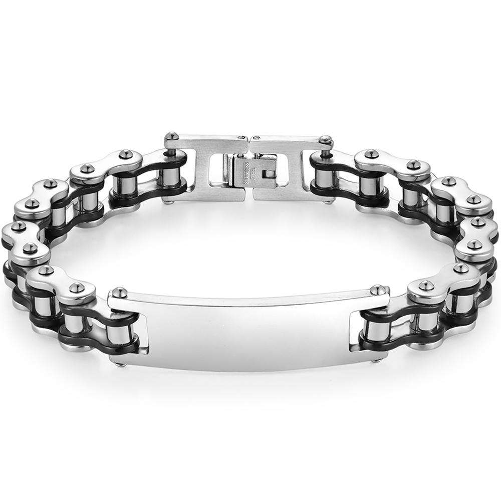 12MM Motorcycle Bike Chain Bracelet for Men Stainless Steel Bicycle Link Design Men's ID Bracelets Punk Rock Jewelry Accessory 10 Color