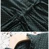 Plus Size Spring Autumn Women Dress Stand Collar Polka Dot Green Navy Blue Dress Elegant Long-Sleeved String Mini Dress