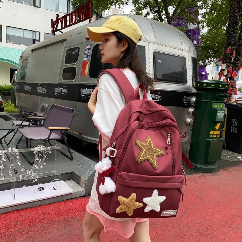 Cute star style literary soft girl student schoolbag spring and summer ins wind large-capacity backpack