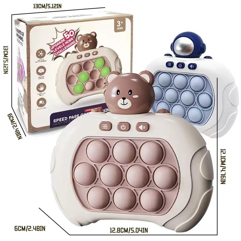 Quick Push Bubbles Game Machine Kids Cartoon Fun Whac-A-Mole Squeezing Toys Anti Stress Sensory Bubble Pop Fidget Toys Xmas Gift