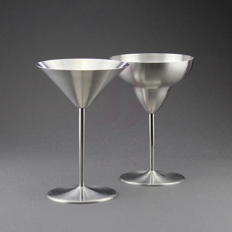 Edelstahl Martini Glas Kreatives Cocktailglas Dreieckiges Hoher Stiel Margarita Glas Metall Weinglas