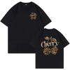 Retro Cherry Graphic Print Tshirt Summer Unisex Casual Fashion High Street Vintage Loose Tops Crew Neck Short Sleeve Cotton Tees