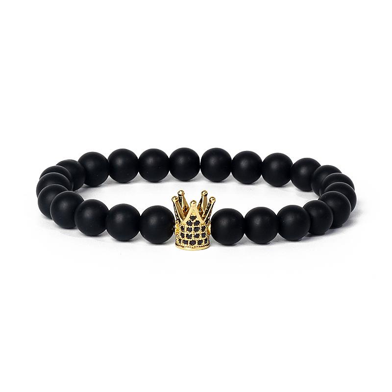 Fashion Crown Skull Punk Bracelets Men Wolf Head Zircon Tiger Eye Bracelets for Women Energy Nature Stone Soul Jewelry Pulsera