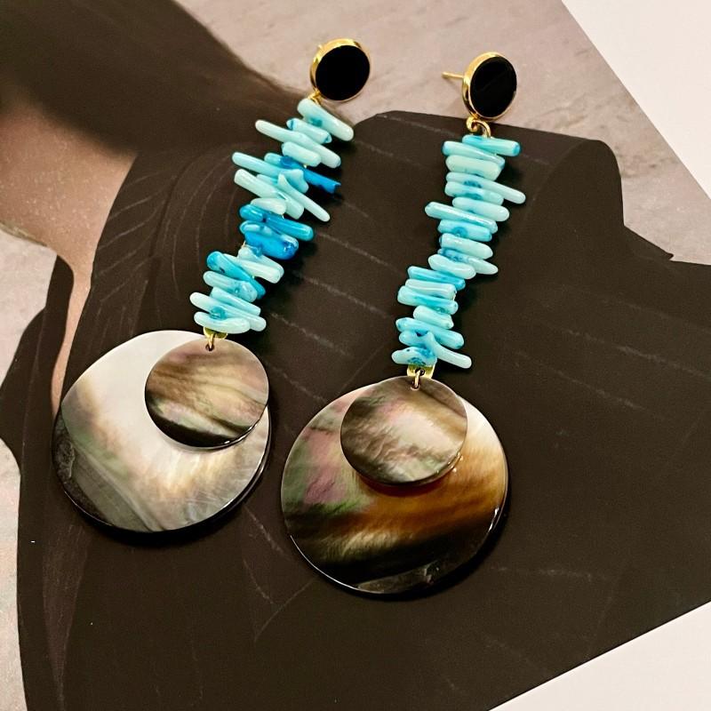 

Модные висячие серьги для женских украшений синий