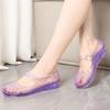 Neue Sommer Damen Baotou Ausgeschnittene Keilsandalen Strand Sandalen Weiche Sohle Rutschfest Transparente Kristall Sandalen Mutti Sandalen