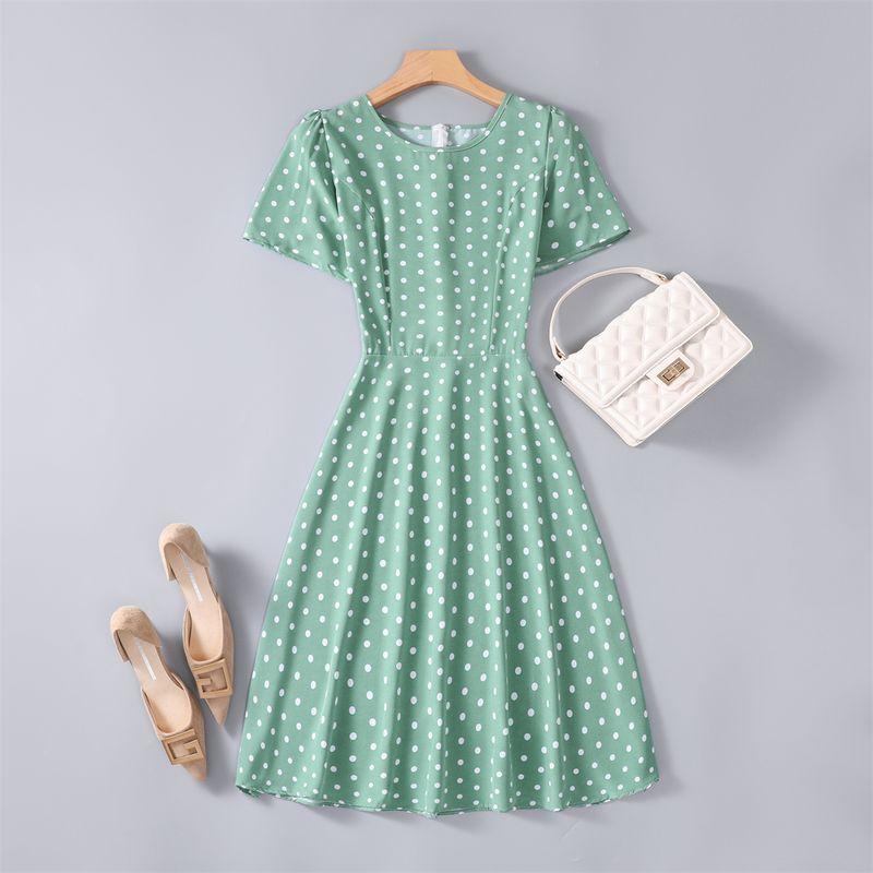 

Летнее милое платье в K-стиле с круглым вырезом, в горошек, приталенное, с принтом, А-силуэта, повседневное, с коротким рукавом, для вечеринки, женское 2705 L