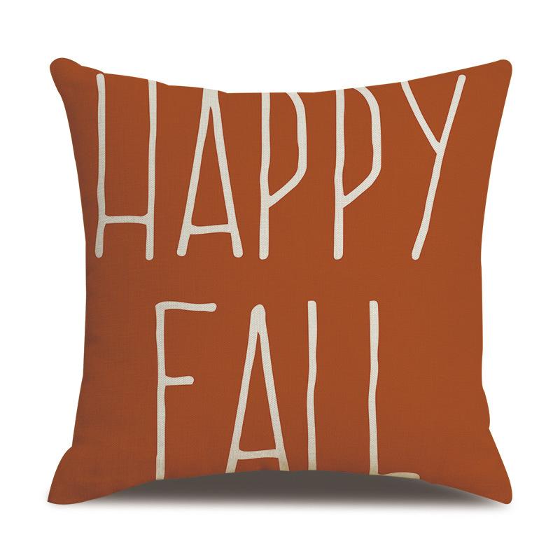 Thanksgiving Linen Pillowcase Autumn Pumpkin Print Pillow Cushion Cover