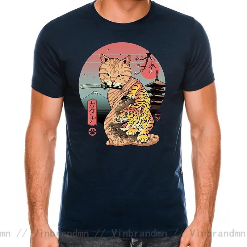 2025 Newest Design Catana Kawaii Harajuku T Shirt Unisex Ninja Cat Tshirt Samurai Cat Anime Tshirt Japanese Kaiju Sushi Cat Tshirt