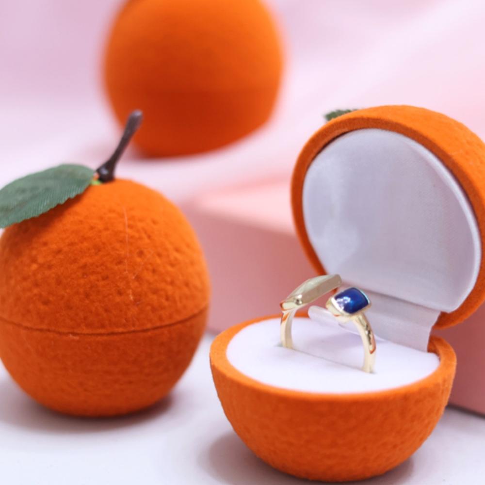 Dustyproof Flocking Jewelry Box Popular Orange Jewelry Box Orange Ring Box Valentine's Day