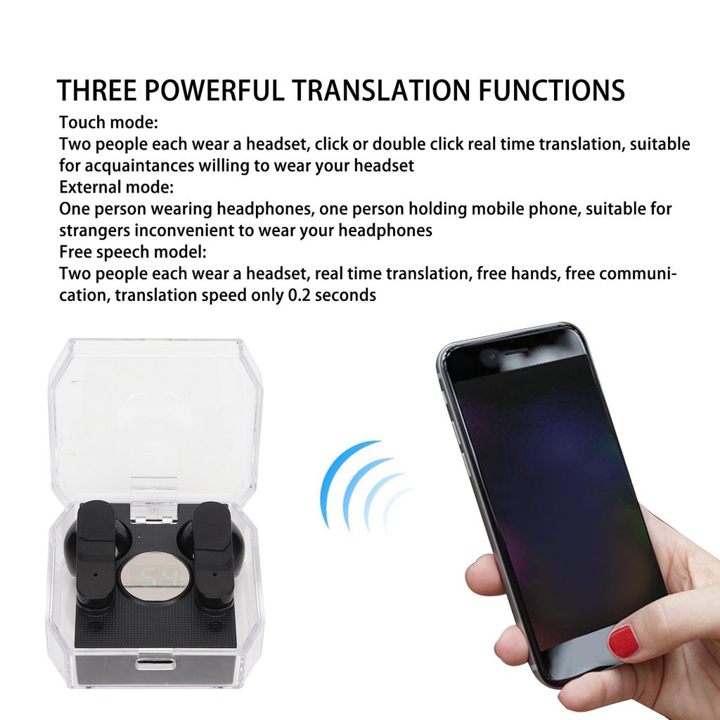 Language Translator Earbuds   5.3 144 Languages Online Translation Translator Earphones for Music and Calling