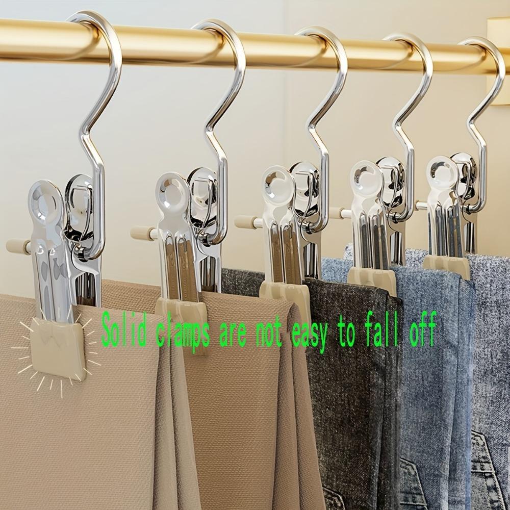5-pack Three-word Clips Single and Double Glue Multi-function Hook Clips Stainless Steel Pants Clips Household Seamless Storage Metal Clothespins