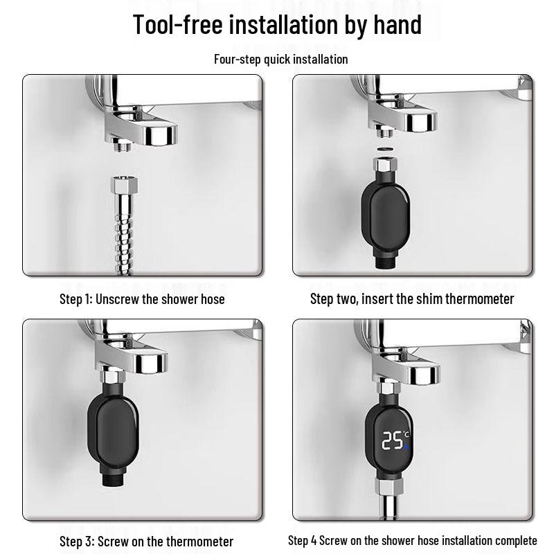 2025 Energifritt LED-duschhuvud med smart vattentemperaturdisplay för barn