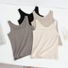 Women's Slim Fit Brushed Square Neck Camisole - Solid Color Warm Base Layer for Autumn and Winter