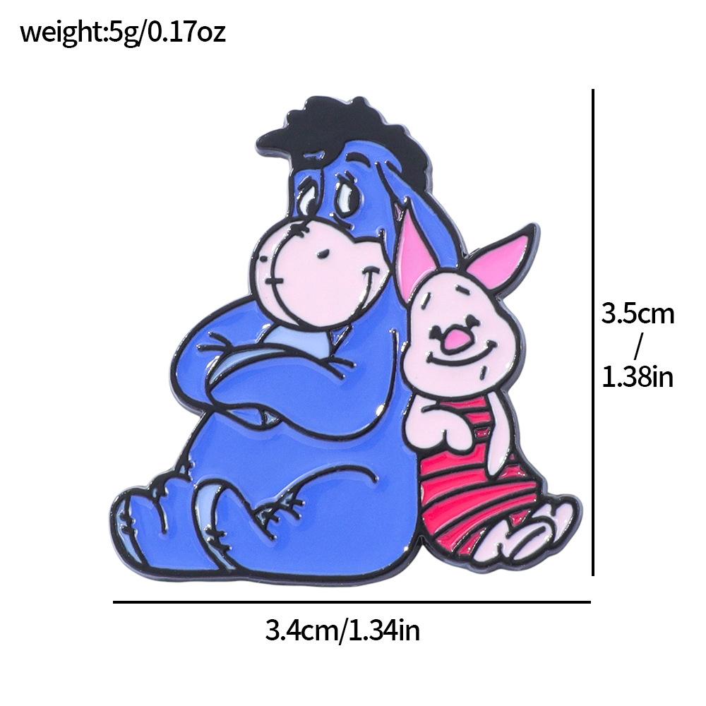 Креативная металлическая значок Винни-Пух и Тигра Свинья Осел Сплав Брошь