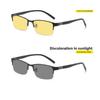TR90 Color Changing Night Vision Glasses Men Business Half-frame Stylish Photochromic Eyeglasses UV-blocking Driving Sunglasses