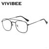 VIVIBEE Retro Aviation Blue Light Blocking Glasses Men Metal Computer Double Bridge Filter Gaming High Quality Eyeglasses