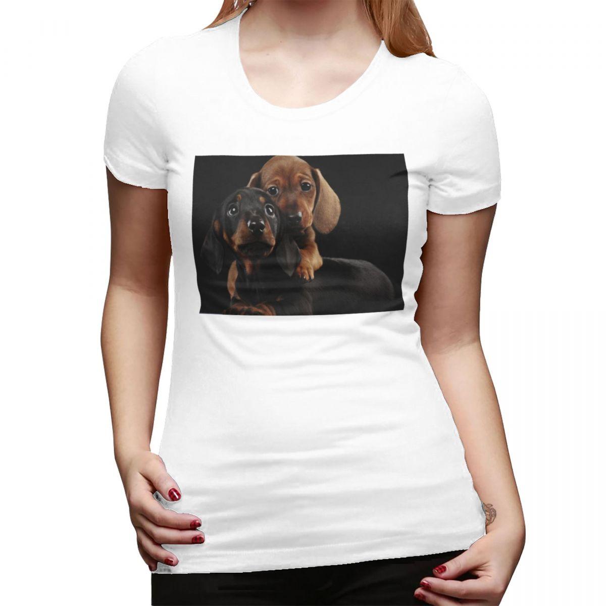 

Dachshund Dog Portrait Photo Pupies TShirt for Women Crew Neck Streetwear T Shirts Womens Tees Short Summer Clothes Tops S
