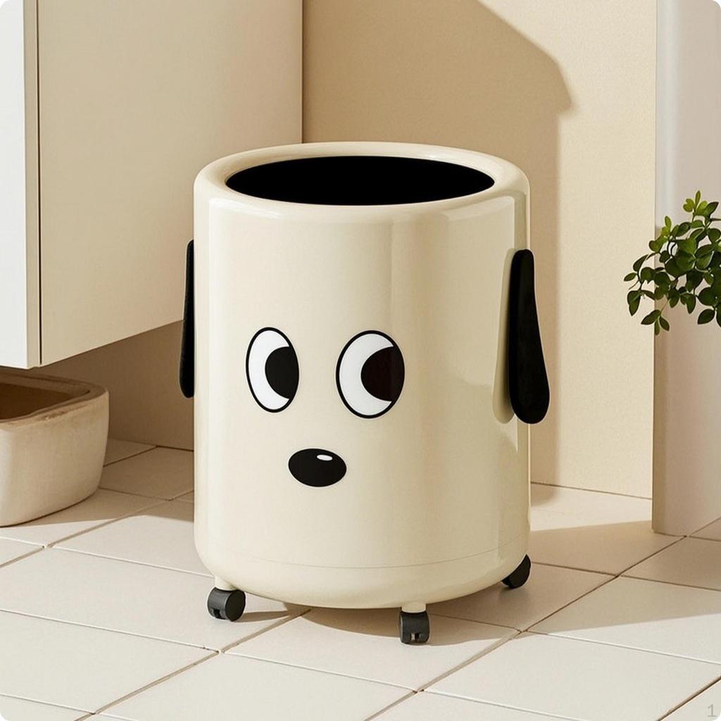 Rolling Trash Can Compact with Wheels Open Top Mobile Waste Bin for Bedroom, Washroom,