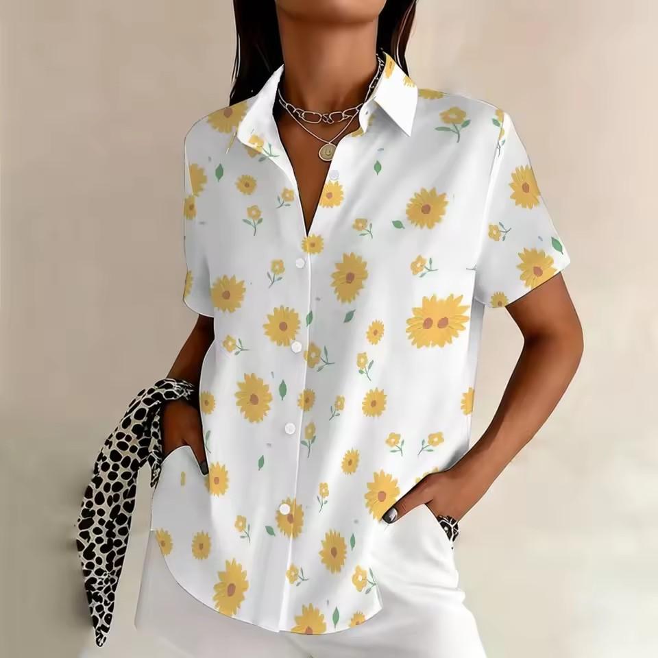 Plus Size Women's Printed Shirt, Summer Comfortable Regular Loose Fit, Commuting & Casual Versatile Shirt