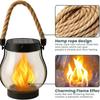 Solar Dancing Flame Lantern, Hanging Rope Outdoor Light, Waterproof Patio Decoration, Warm Flickering Ambiance Lamp