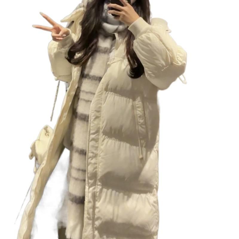 

Новая хлопковая одежда Женская зимняя длинная пуховая хлопковая одежда Популярное зимнее пальто Черный XL белый