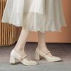 Chunky Heel Mary Jane Skor för kvinnor Blockklackar Dressy Skor med ankelrem Dam Casual Rund Toe Pumps Bröllopskontor Fest Mary Jane Pumps