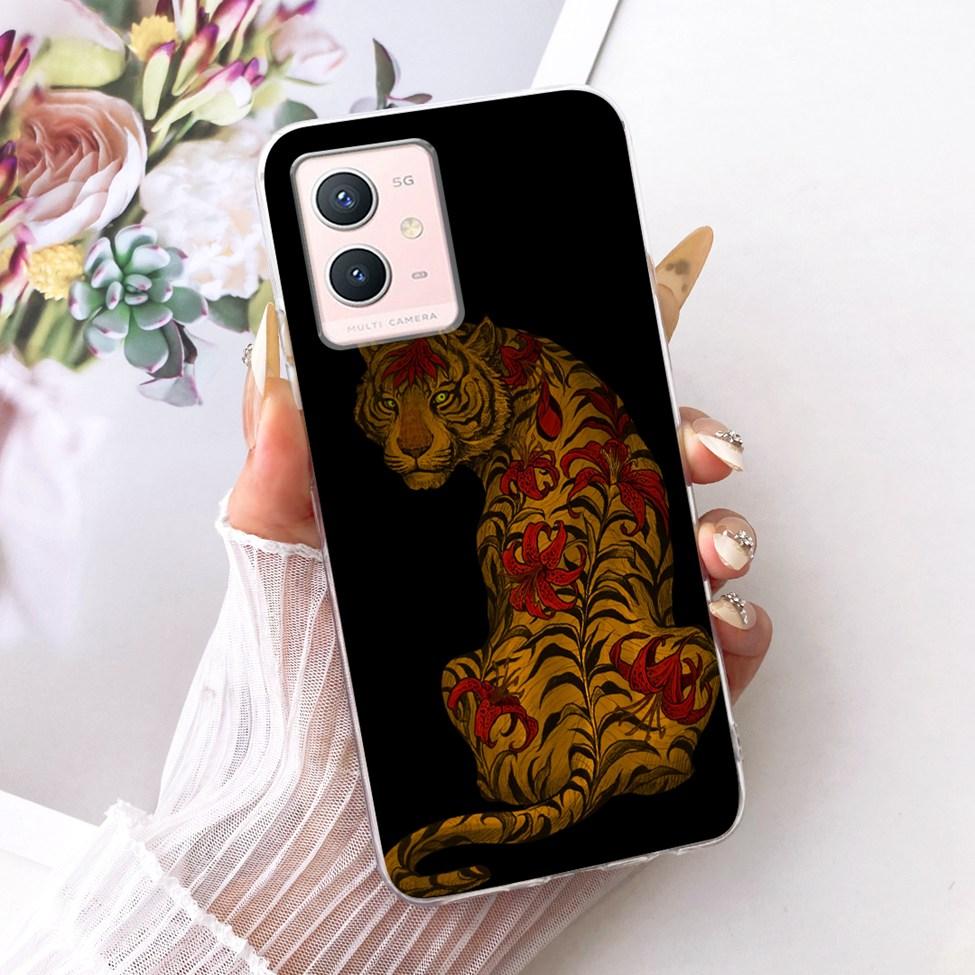 For Vivo Y33s 5G Clear Case Aesthetic Luxury Cute Cat Fashion Butterfly Funny Painted Casing For Vivo V2166A