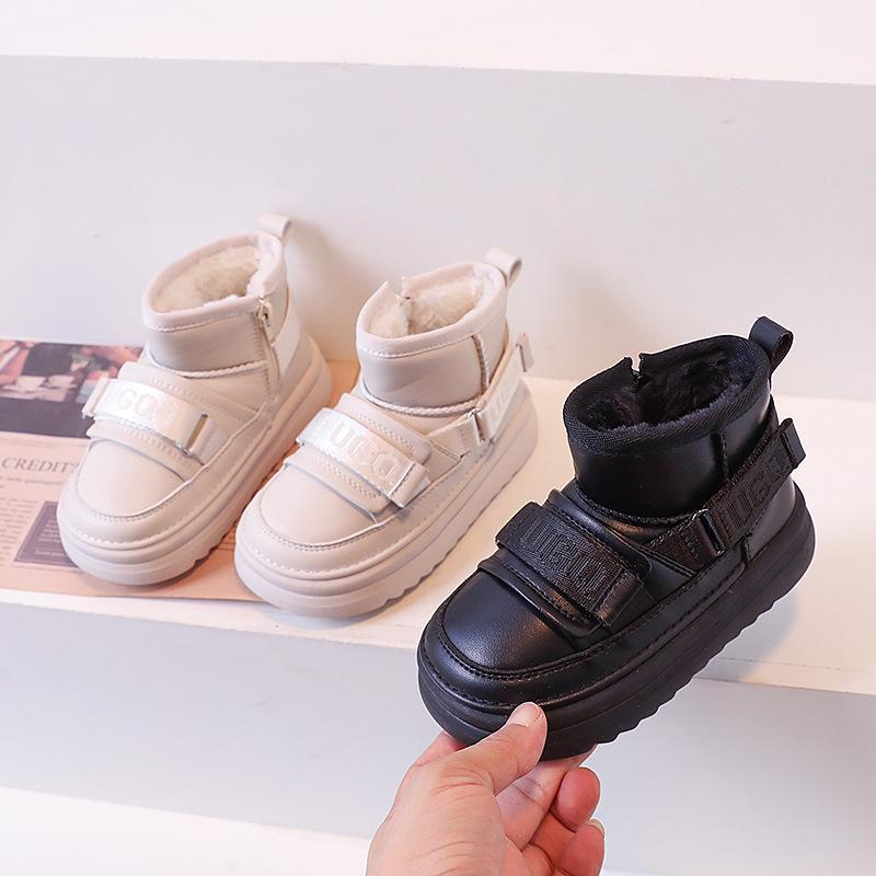 Botas de Nieve para Niños Zapatos Casuales de Moda Botas Cálidas de Algodón para Niños Estilo Coreano Impermeables Zapatos Grandes de Algodón