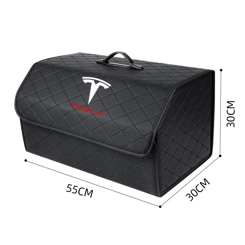 PU Leather Car Trunk Storage Box Automobile Stowing Tidying Box For Tesla Model 3 Model X Y Style Roadster Auto Accessories