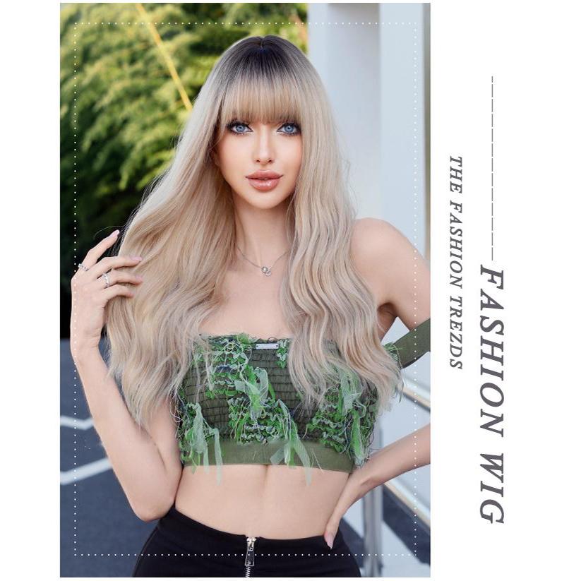 Dámská simulační paruka 63 cm zlatá paruka Plná pokrývka hlavy Růžová síťka na vlasy Pokrývka hlavy Krása Dekorace Paruka