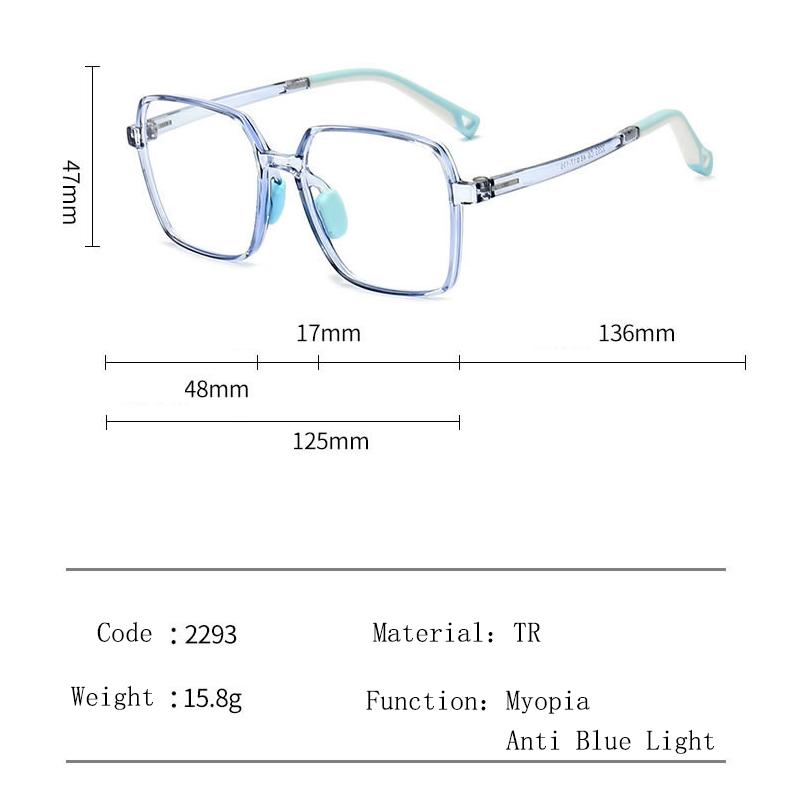 Brand Design Boy Square Large Frame Anti Blue Light Prescription  Myopia Glasses Girls Photochromic Astigmatism Children Eyewear