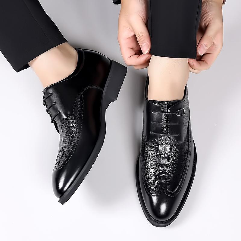 Fashion 2024 New Club Shoes Casual Leather Shoes Men for Men Pointed Toe Fashion Business Shoes Lace-Up Male Comfortable Coiffeur Shoe