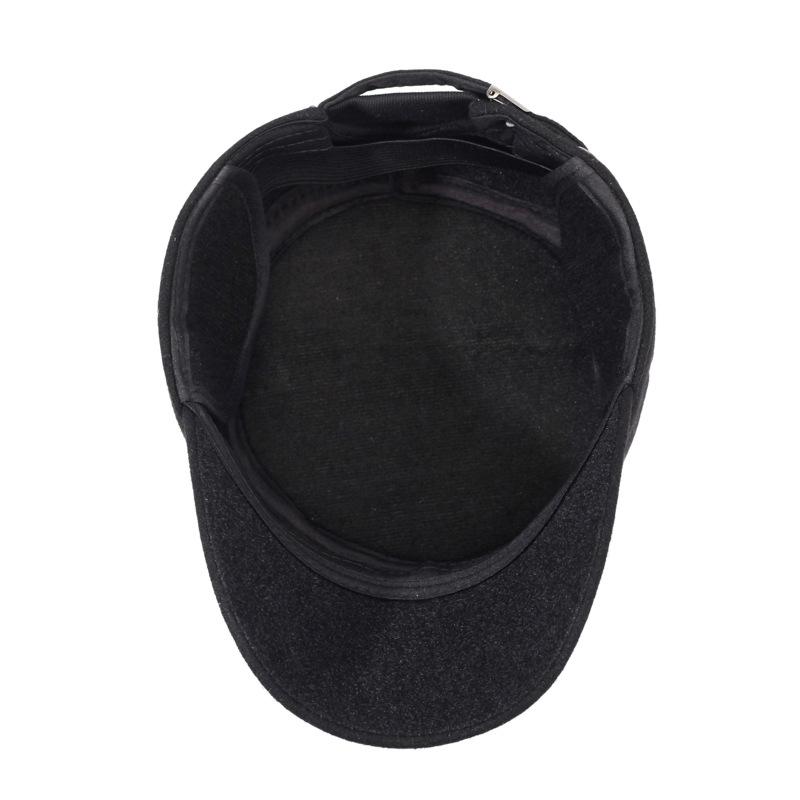 Winter Middle-Aged and Elderly Dad Cotton Cap Men's Outdoor Windproof Cold-Proof Cap Ear Protection Velvet Warm Flat Cap