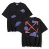 1185 Off-White 2025 Summer New Paint Pattern Arrow Printed Short Sleeved T-shirt for Men and Women