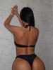 Women’s Sexy Black Tankini Bathing Suit Two-Piece Halter Bikini Swimsuit, Backless Swimwear